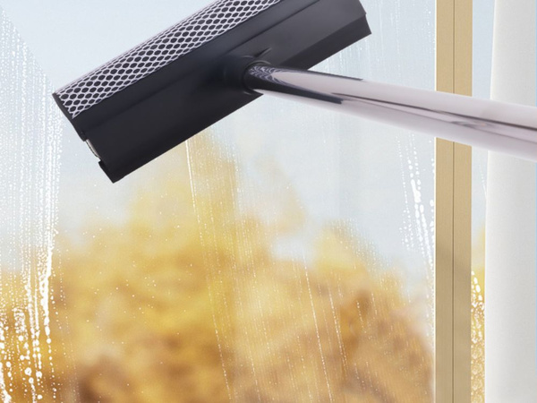 Window cleaner squeegee with sponge telescopic pole for windows mirrors floors