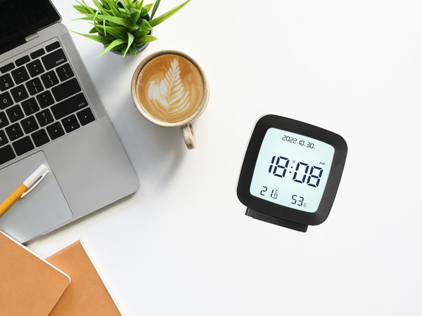 Ceas cu alarmă cu dată și temperatură cu funcție snooze lcd umiditate în aer