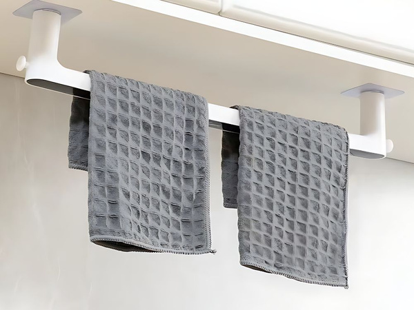 Wall-mounted bathroom towel rail non-invasive adhesive mounting
