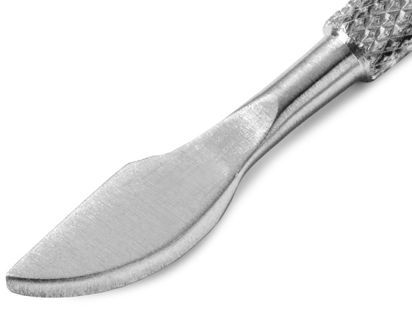 Stainless steel cuticle tip and scraper for hybrid cuticles