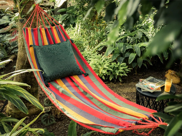 Grădină hamac dublu xxl turist cu dungi capac 200 x 150 mare