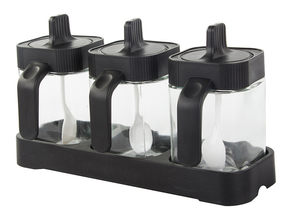 Klaasist vürtsikonteinerid koos toidulusikaga 3 tk komplektis