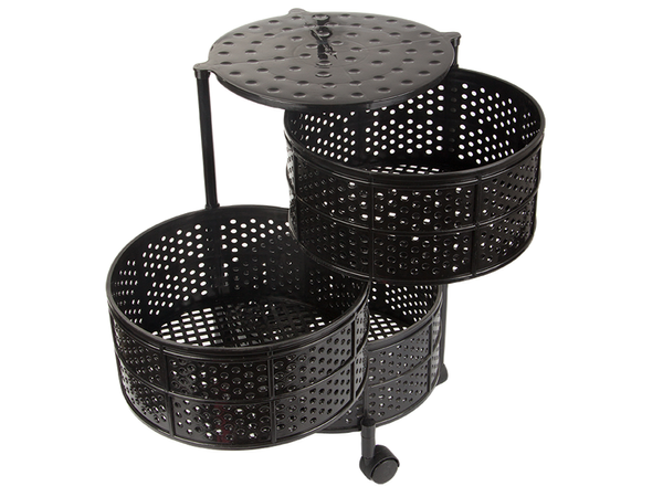 Kitchen shelf cupboard on wheels mobile trolley table 3 tier basket