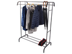 Standing clothes hanger with shelves for shoes and jackets, metal, for wardrobe