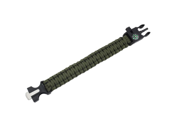 Bransoletka survival opaska 5w1 kompas krzesiwo linka nóż linka paracord