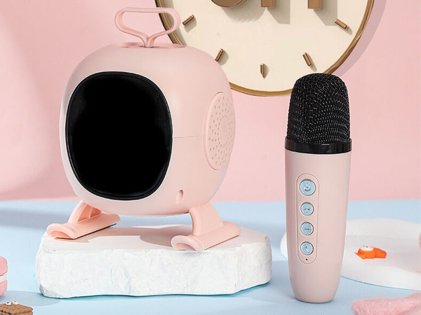 Głośnik bluetooth karaoke z mikrofonem led kolorowe kwadraty muzyka rgb