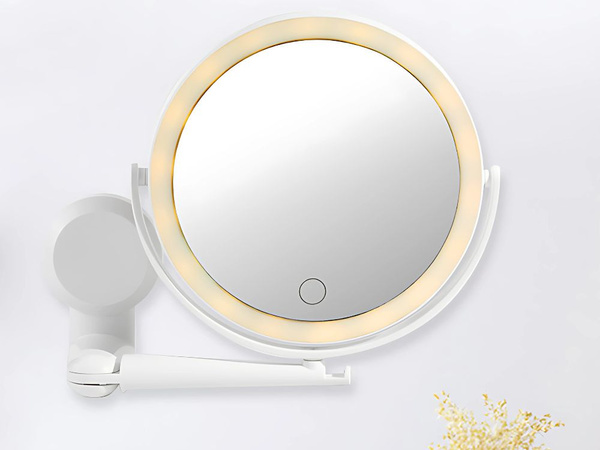 Miroir de maquillage led miroir grossissant rotatif avec support mural 360