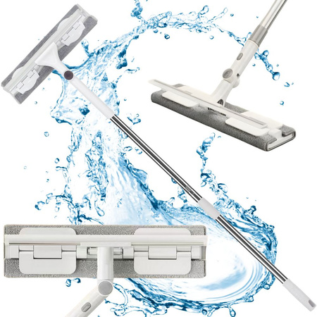 Очиститель для окон и пола с вертящимся микрофибровым скребком 2 в 1, телескопический