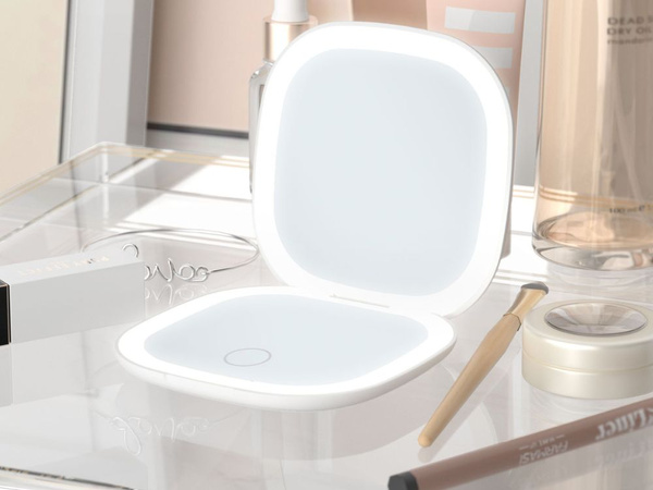 Зеркало для макияжа с led-подсветкой складное x5 для дорожной сумки