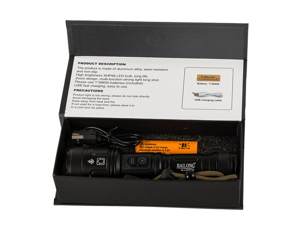 Taktická svítilna bailong cree led xhp160 cob power