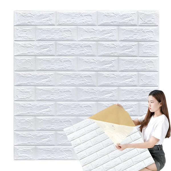 Sienų plokštės 3d plytų baltos spalvos tapetai savaime lipnios dekoratyvinės putos