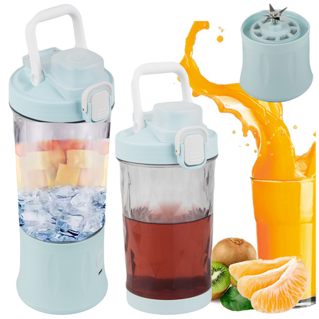 Prenosni brezžični USB mešalnik za smoothie, drobilnik ledu, modra barva