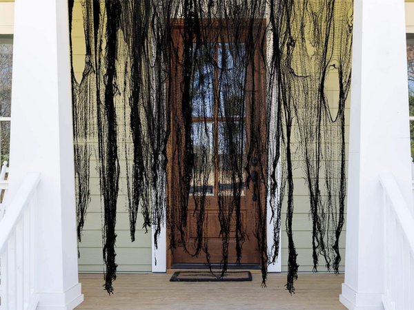 Grande toile d'araignée noire artificielle décoration d'halloween 2 pièces