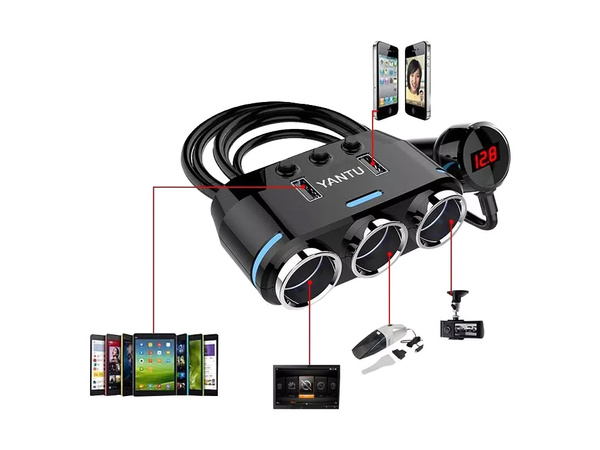 Priză brichetă distribuitor 2x încărcător usb