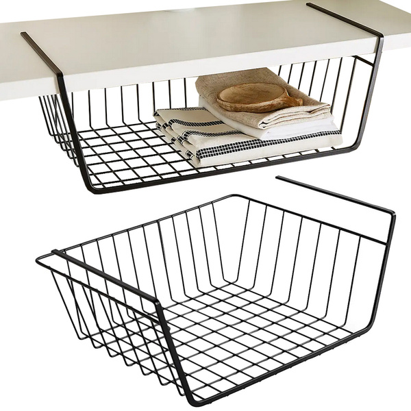 Panier suspendu sous étagère organisateur de panier en métal panier de cuisine blanc