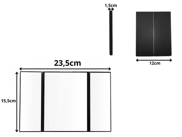 Espejo plegable con soporte cosmético para maquillaje con iluminación led