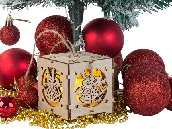 Lanterne suspendue en bois éclairage de l'arbre de noël ornement de noël cloches