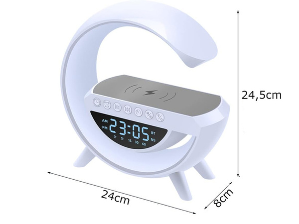 Lampe led rgb gaming chargeur induction haut-parleur réveil radio horloge