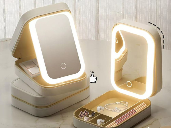 Meigipeegel led-valgustusega kosmeetika organisaator reisimiseks