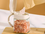 Konyhai fűszertartó üvegedény fogantyúval, 300 ml-es üveg + kanál