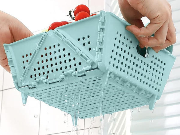 Fruit and vegetable basket, organiser, colander, foldable tray, plastic basket