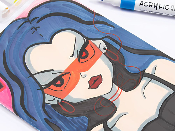 ACRYLMARKER 12 STÜCK FARBE FÜR GLAS KUNSTSTOFF METALL HOLZ + ETUI