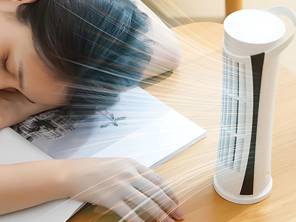 Mini ventilateur de bureau a colonne avec lumiere led 2 vitesses usb fonctionnement silencieux