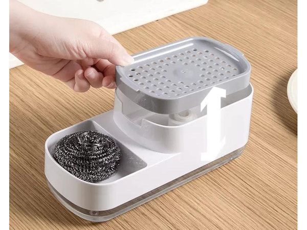 Dispensador de líquido lavavajillas para fregadero de cocina, dispensador con esponja
