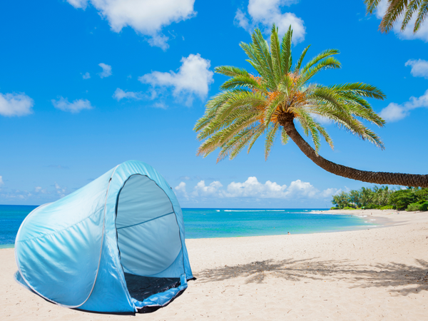 Strandzelt gross abschliessbar pop-up selbstfaltend mit uv-abdeckung