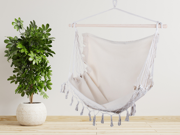 Brazilská houpací síť zahradní závěsné křeslo houpačka boho balkon