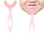 Brosse à dents manuelle en silicone pour enfants lettre u 360