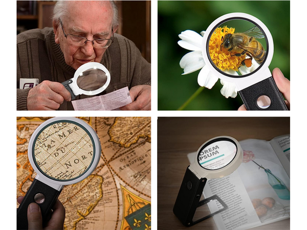 Sulankstomas juvelyrinis didinamasis stiklas 10x 25x 6 led 2 uv skalė