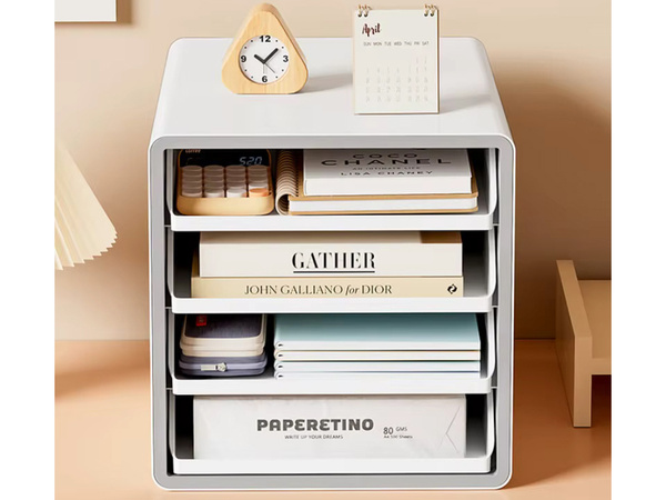 Dokumentu atvilktnes 4 atvilktnes organizators plankas uz galda priekšmetu kastes