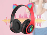 Casque sans fil bluetooth radio fm mp3 oreilles de chat retro-eclairage led