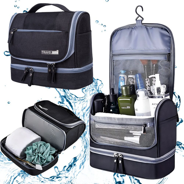 Geantă cosmetică de călătorie ogranizer cu cârlig mare unisex impermeabil negru