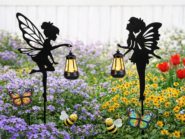 2 x SOLÁRNÍ DEKORATIVNÍ LÁMPY S SNÍMÁČEM SOUMRAKU DEKORACE VÍLA ELF LAMPION