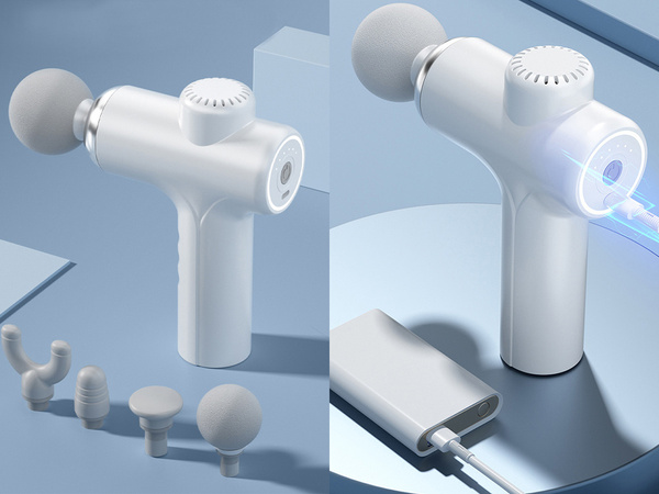 Pistola de masaje espalda cuerpo pierna masajeador fuerte pistola de masaje 4 puntas