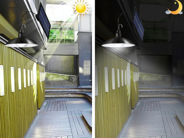 Saules led āra piekaramā lampa ar tālvadības pults krēslas sensoru