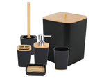 Set de baie perie de toaletă dispenser de săpun coș de bambus 5