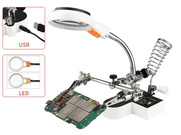 Kit de soldadura tercera mano lupa soporte led