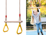 CHILDREN'S WOODEN GARDEN SWING GYMNASTIC TRAPEZE WITH HANDLES