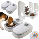 Double bowl for dog cat automatic food dispenser timer large