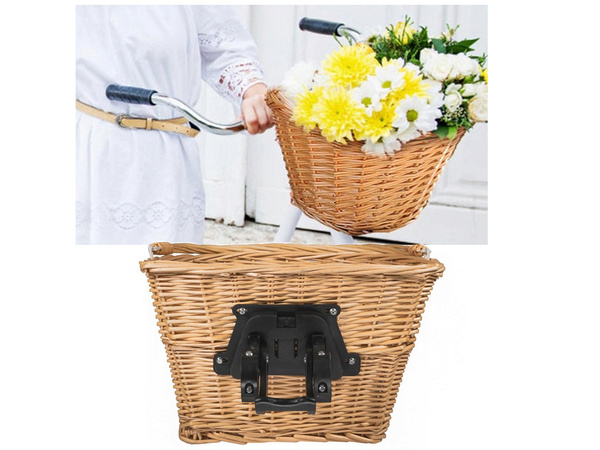 Large bicycle basket wicker bicycle basket click on handlebars roomy