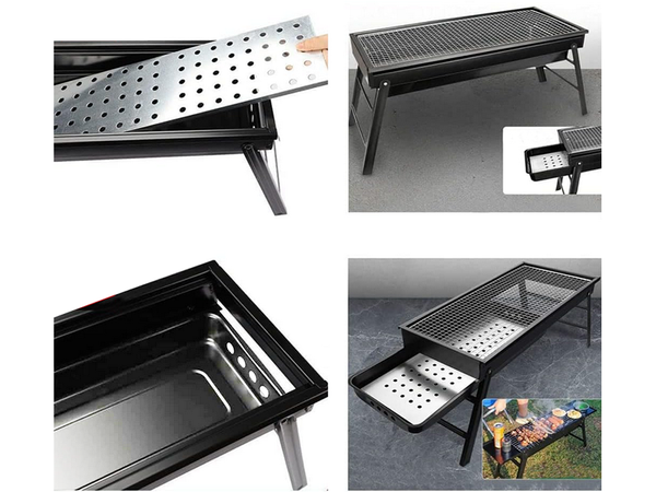 Travel grill portable folding case charcoal camping bbq large