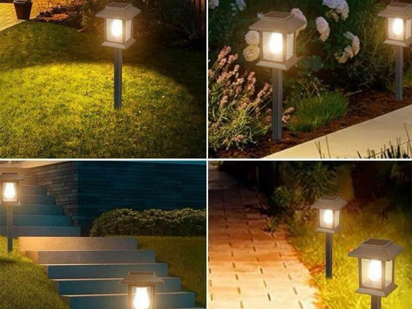 2 x LAMPA SOLARNA Z CZUJNIKIEM ZMIERZCHU RUCHU WBIJANA WODOODPORNA OZDOBNA