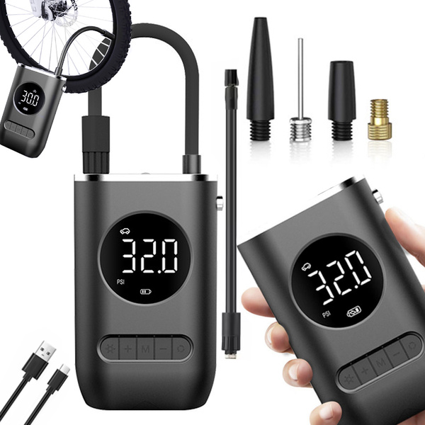Bomba de bateria para bicicleta coche compresor electrico 10 bar lcd