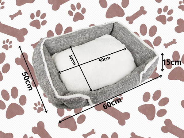 Dog bed soft comfortable fluffy bed with cushion size l