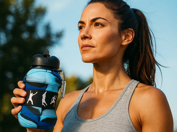 Bidón deportivo plegable de silicona botella deportiva con boca de beber 500