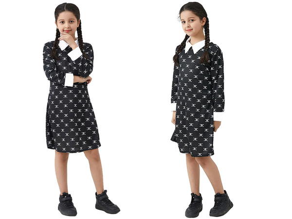 Vestido miercoles disfraz addams niños halloween disfraz 135