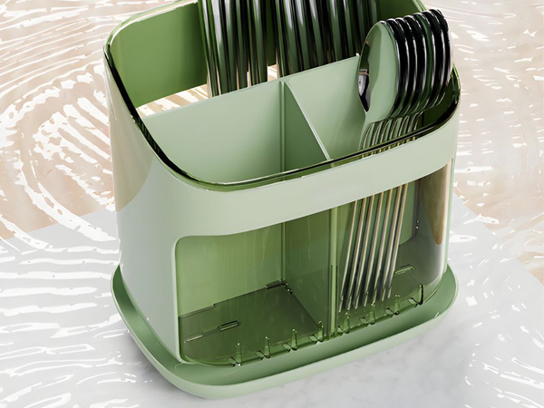 Organiser drip tray for cutlery dryer stand for the kitchen with drain 4 compartments
